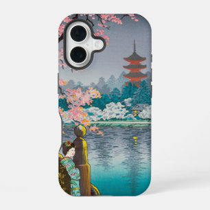 Geisha and Cherry Tree, Ueno Park japanese scenery iPhone 16 Case