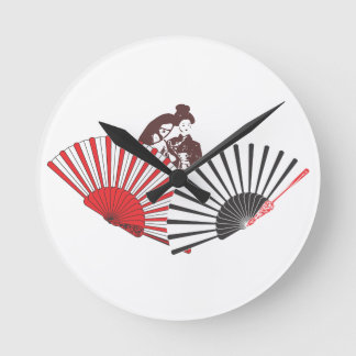 Geisha and fans round clock