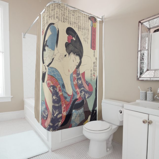 Geisha And Mirror Shower Curtain (In Situ)