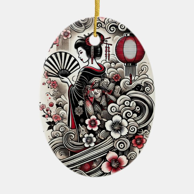 Geisha Art Christmas Ornament (Front)
