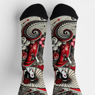 Geisha Art Pattern Socks