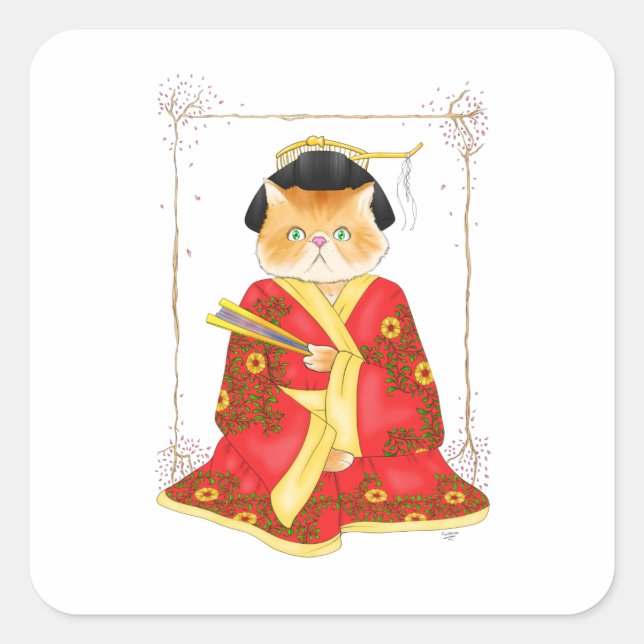 Geisha Cat Stickers (Front)