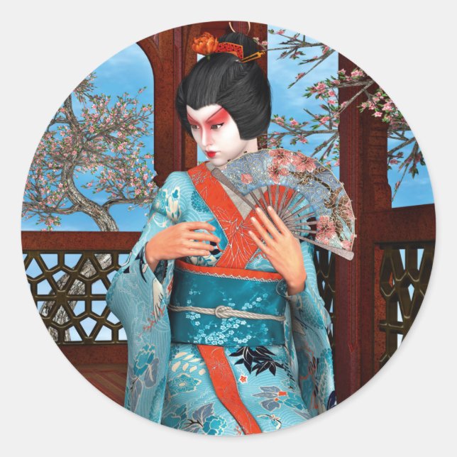 Geisha Classic Round Sticker (Front)