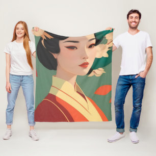 Geisha Colourful Art Fleece Blanket