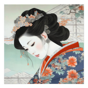 Geisha Colourful Ukiyo-e Photo Print