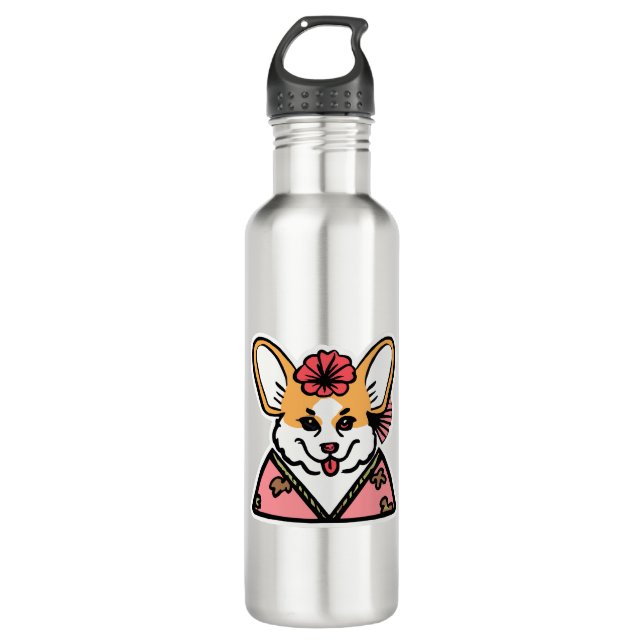 Geisha Corgi Dog Lover Welsh 710 Ml Water Bottle (Front)