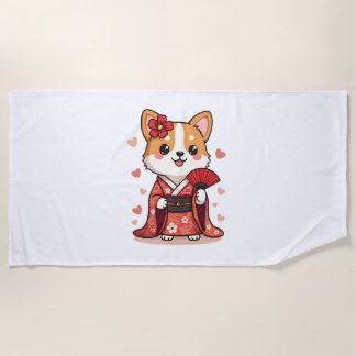 Geisha Corgi Dog Lover Welsh Beach Towel