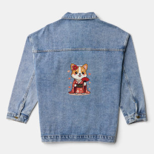Geisha Corgi Dog Lover Welsh Denim Jacket