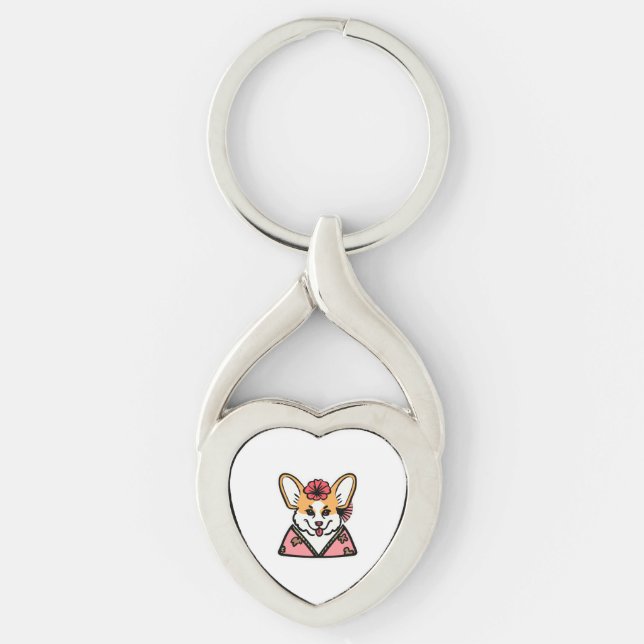 Geisha Corgi Dog Lover Welsh Key Ring (Front)