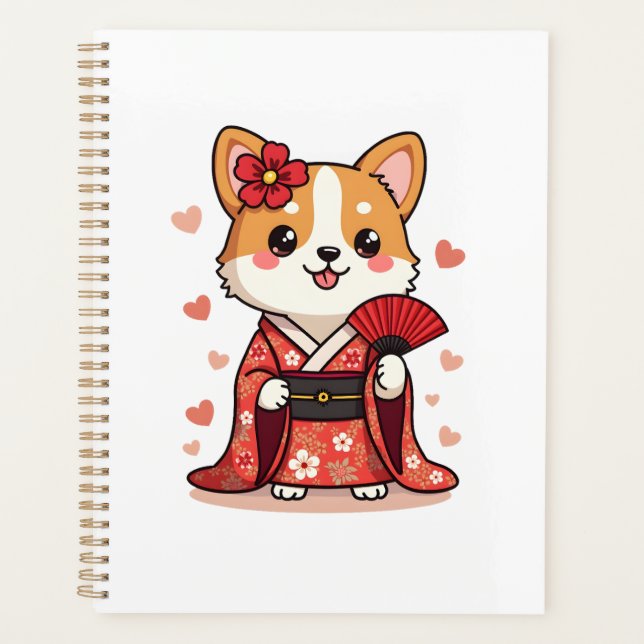 Geisha Corgi Dog Lover Welsh Planner (Front)