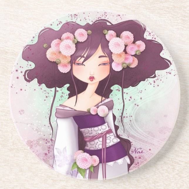 geisha dahlia coaster (Front)