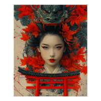 Geisha & Dragon - Japanese Art