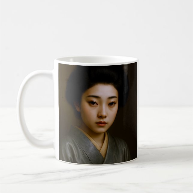 Geisha Elegance Portrait Coffee Mug (Left)