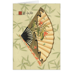 Geisha Fan with Leaves and Floral Print
