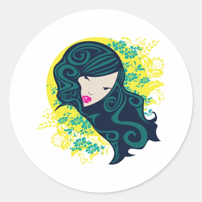 Geisha Flowers Sticker (Front)