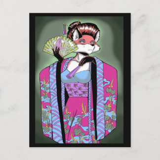 Geisha Fox Postcard