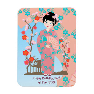 Geisha girl birthday party magnet