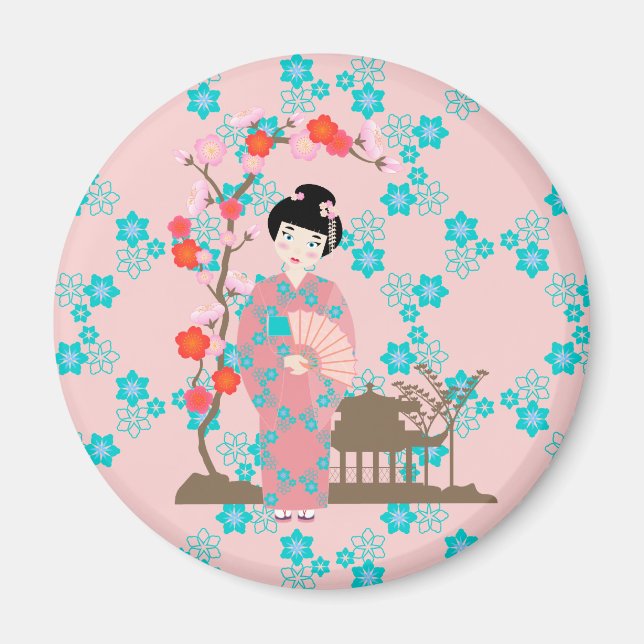 Geisha girl birthday party magnet (Front)