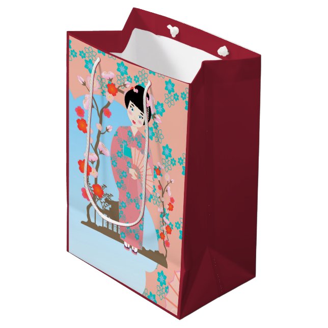 Geisha girl birthday party medium gift bag (Front Angled)