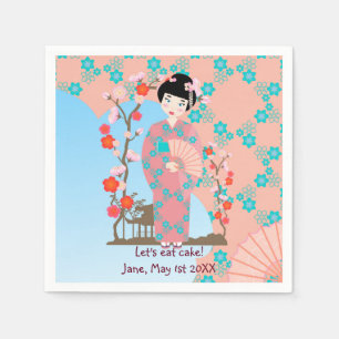 Geisha girl birthday party napkin