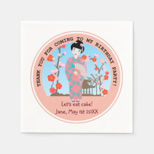 Geisha girl birthday party napkin