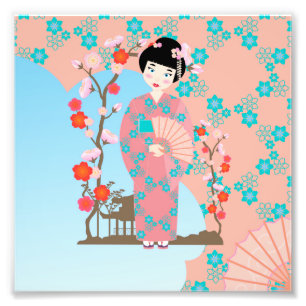 Geisha girl birthday party photo print