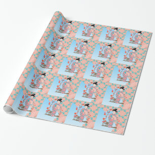 Geisha girl birthday party wrapping paper