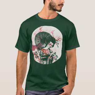 Geisha Girl Sakura Cherry Blossom Girl In Kimono C T-Shirt