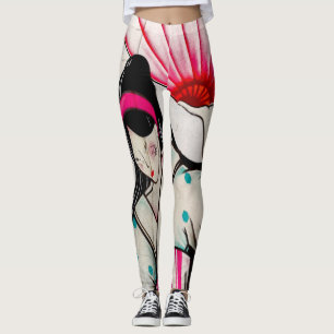 Geisha Girl with Umbrella Leggings