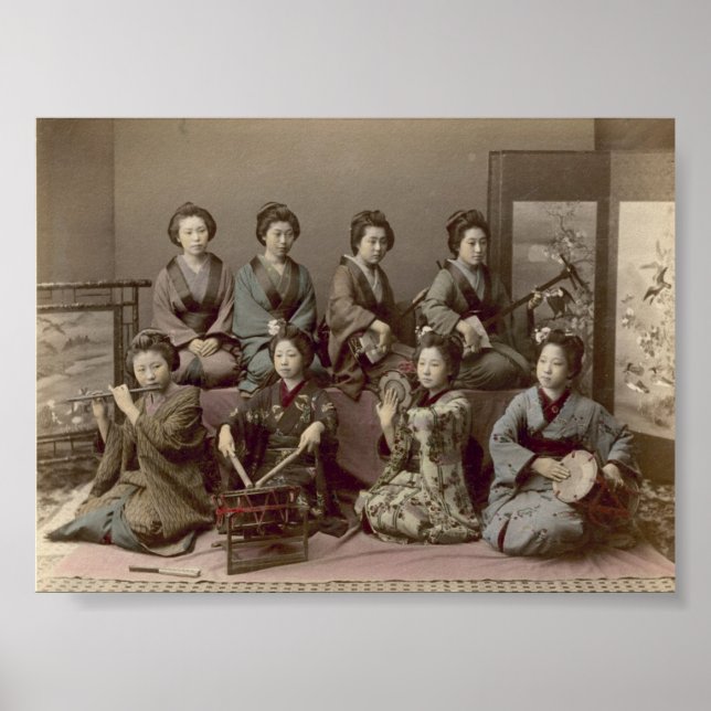 Geisha Girls Playing Musical Instruments Poster (Front)