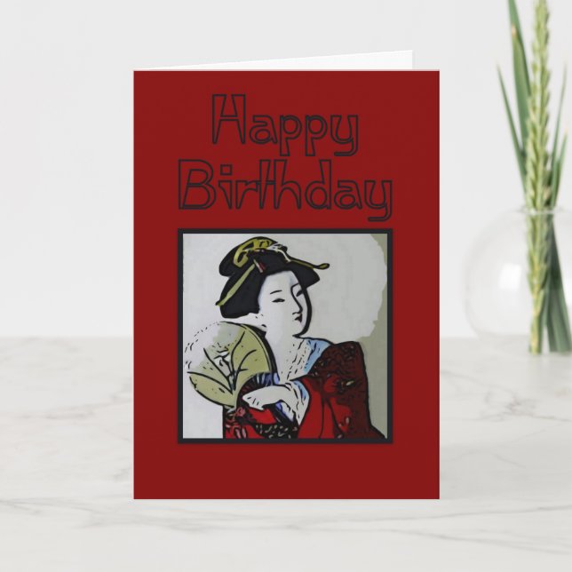 Geisha Happy Birthday Card (Front)