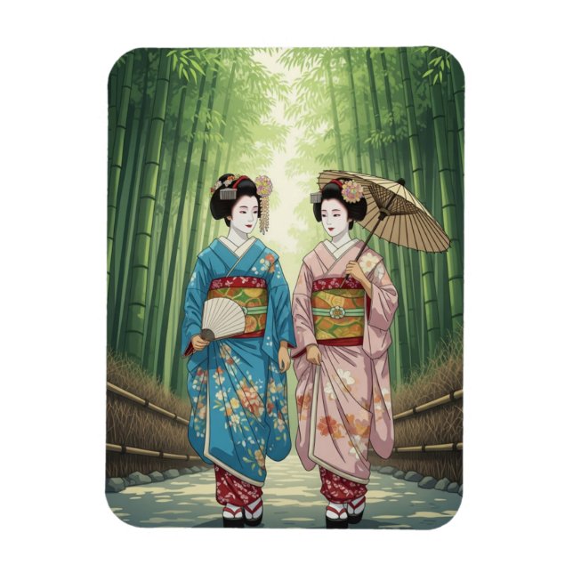 Geisha in Arashiyama Japan Kyoto Magnet (Vertical)