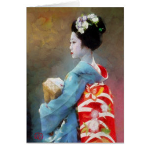 Geisha in blue kimono Art