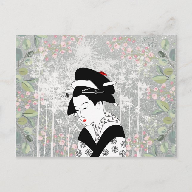 Geisha In Garden Postcard (Front)