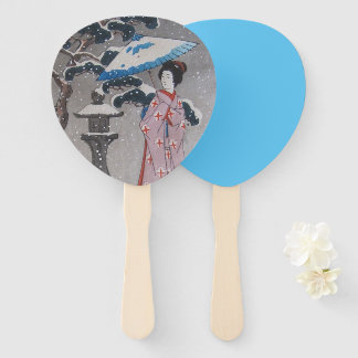 Geisha in Snow Hand Fan