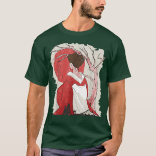 Geisha Japan Red Moon Cherry Peach Tree Blossom T-Shirt
