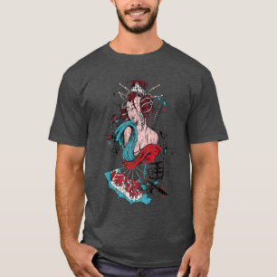 Geisha Japan Tokyo Japanese Warrior Kanji Art Retr T-Shirt