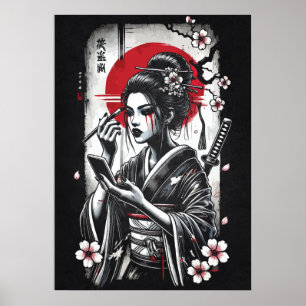 Geisha Japanese Anime Tattoo Art Poster