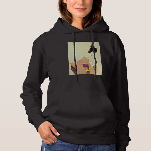 Geisha Japanese woman Umbrella Kimono Shin hanga U Hoodie (Front)