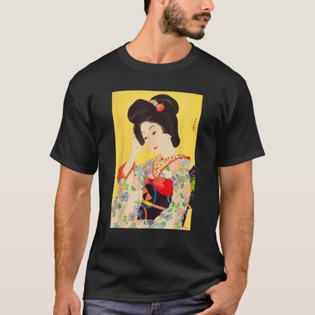 Geisha Maiko Kimono Japanese art Japan painting Ka T-Shirt (Front)