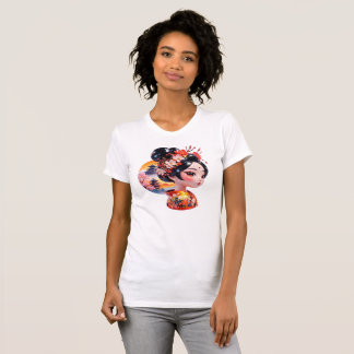 Geisha Portrait Unique Artistic Floral Beauty Desi T-Shirt