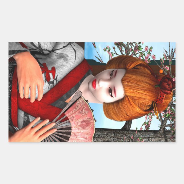 Geisha Rectangular Sticker (Front)