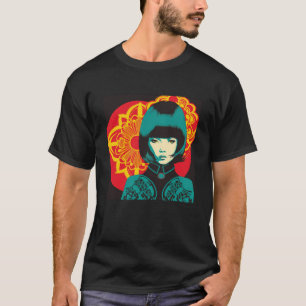Geisha Retro Female Kimono Samurai Japanese Vintag T-Shirt