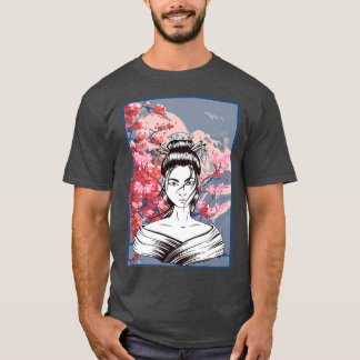 Geisha Sakura Cherry Blossom Japanese Kawaii Geish T-Shirt