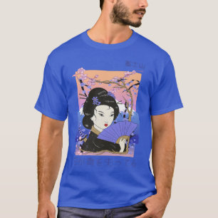 Geisha Sakura Cherry Blossom Samurai Fuji Mountain T-Shirt