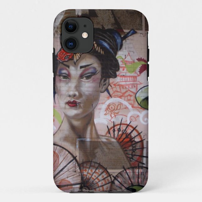 Geisha Spain Wall Graffiti Street Art, Urban face Case-Mate iPhone Case (Back)