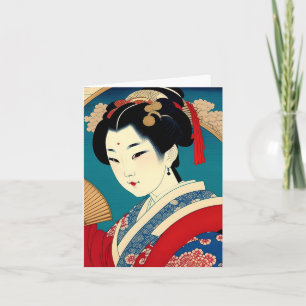 Geisha Study F in Japanese Style Holiday Card