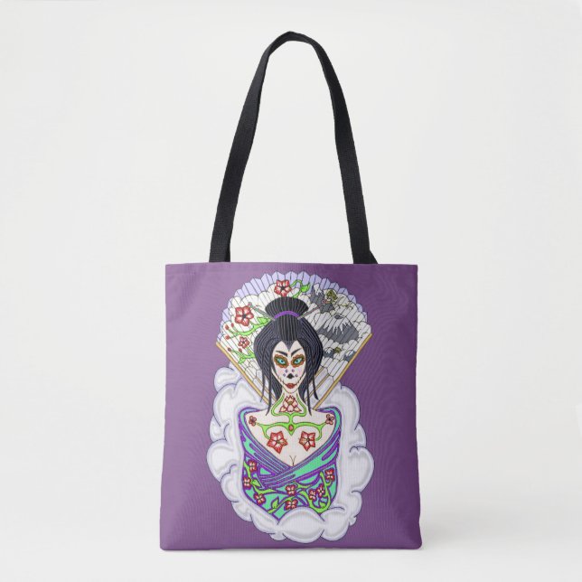 Geisha Sugar Skull Tote Bag (Front)