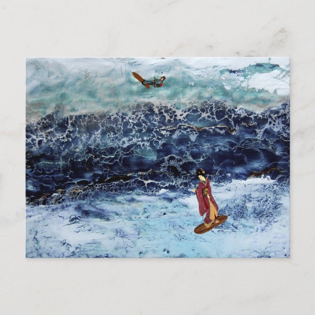 Geisha Surfing Postcard (Front)