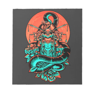 Geisha Tattoo burnt orange and black Notepad